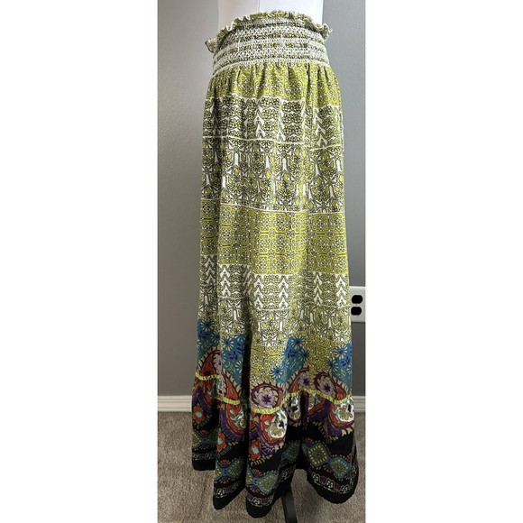 Planet Gold Womens Sz L Multicolored Peasant Skirt Pull on Elastic Waist Maxi - Picture 3 of 7